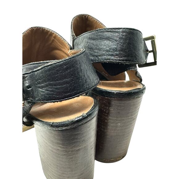 Tommy Hilfiger Black Leather Open Toe Sling Back Heeled Sandals Shoes size 8M - Picture 6 of 16